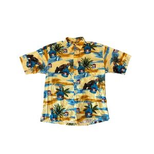 Tori Richard Shirt Mens Large Yellow Cabo Wabo Tequila Hawaiian Aloha Baja Palm